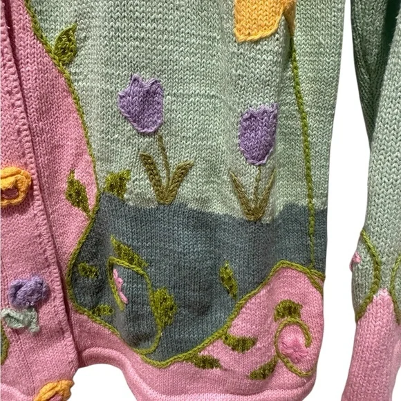 STORYBOOK KNITS Vintage Floral Embroidered Cardigan Sweater - Picture 5 of 10